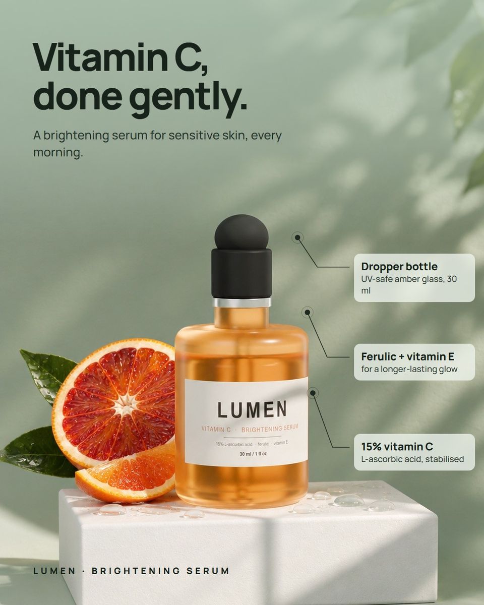 Lumen Vitamin C serum ad, Spec callouts layout