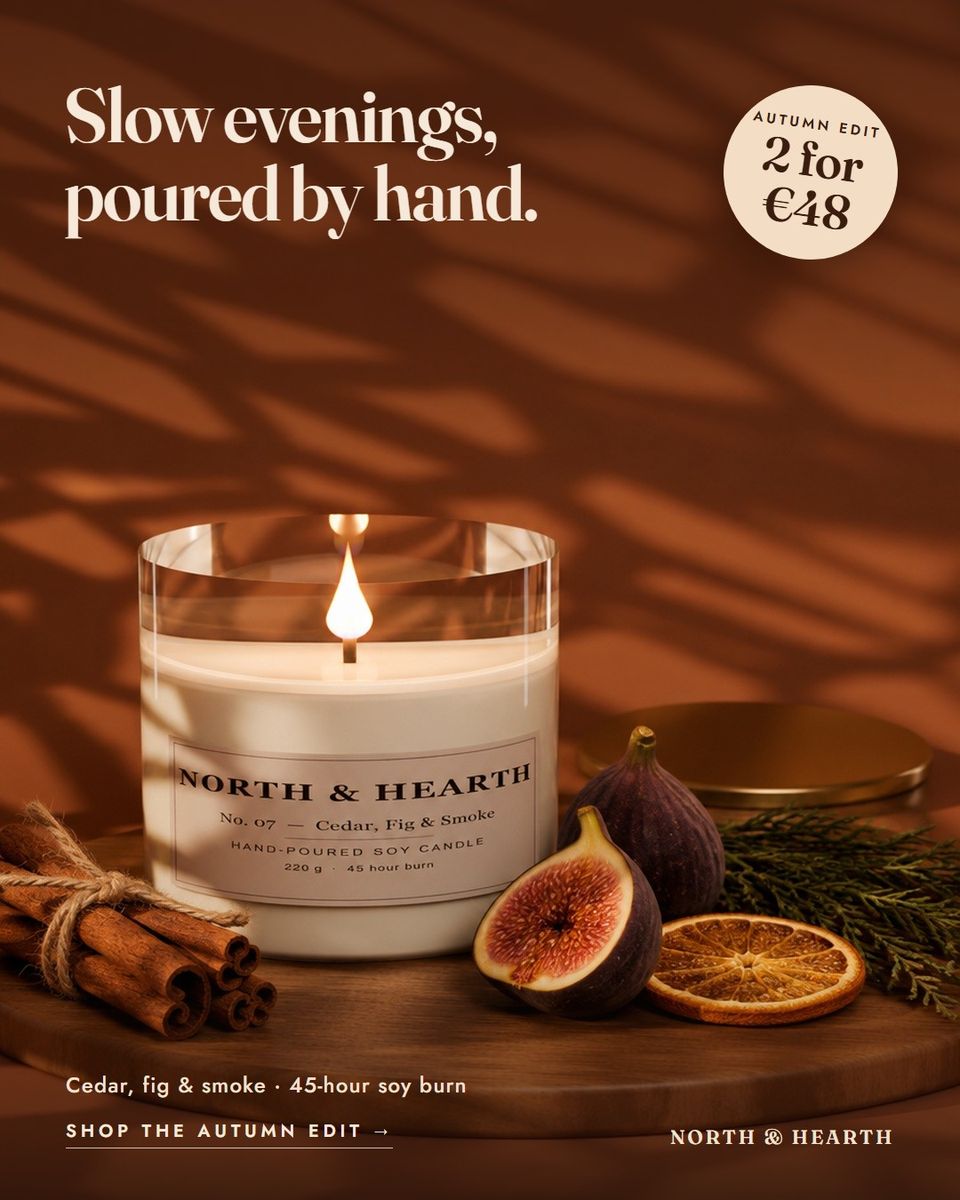 North & Hearth Soy candle ad, Offer layout